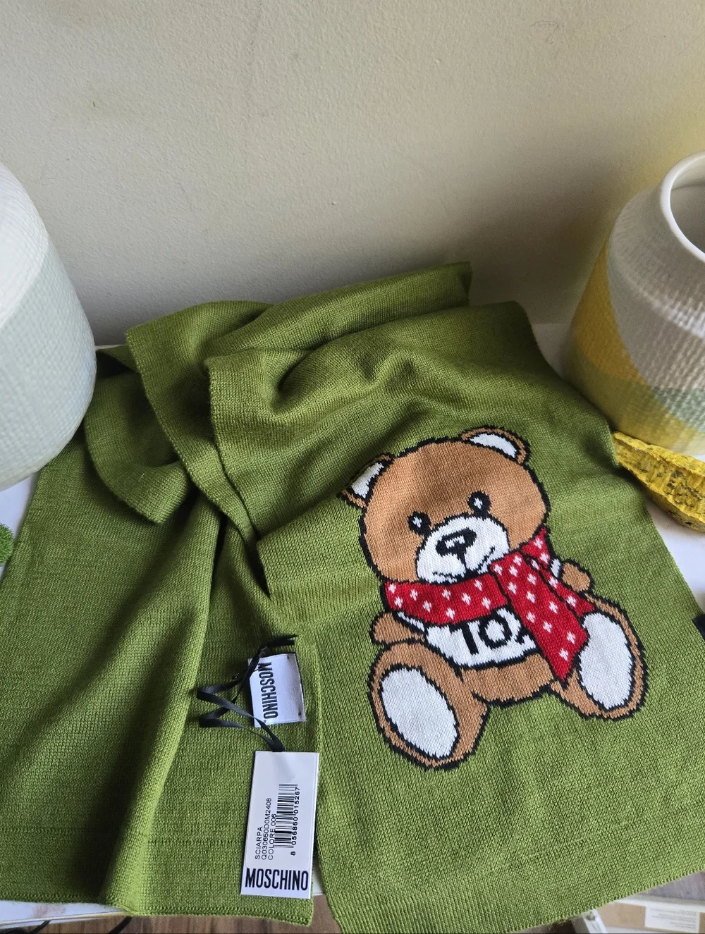 🐻NWT Moschino Olive Green Teddy Scarf🐻